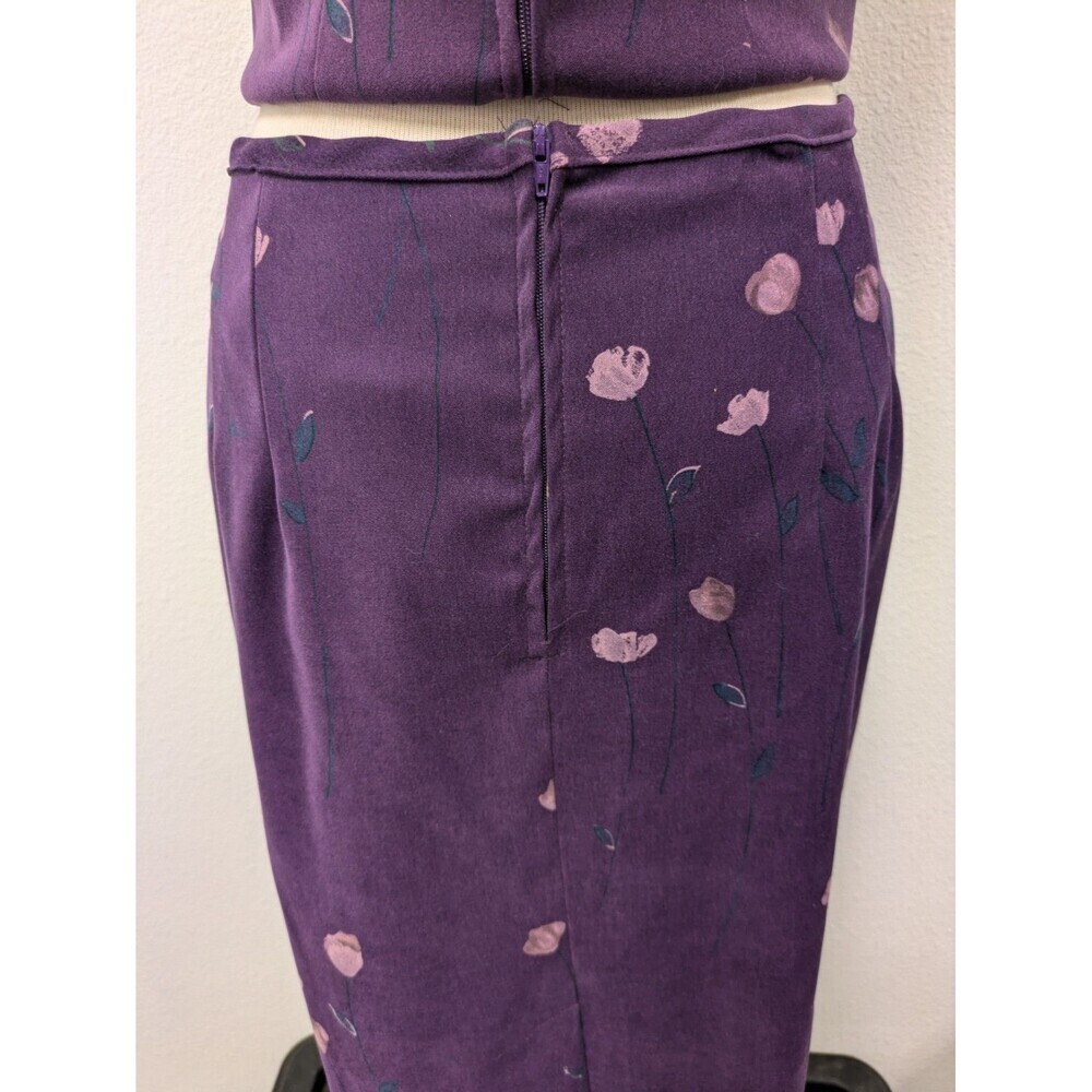 Vintage Y2K 2 pc Purple Floral Square Neck Top and Skirt sz 10/M Retro Coquette - Picture 16 of 16